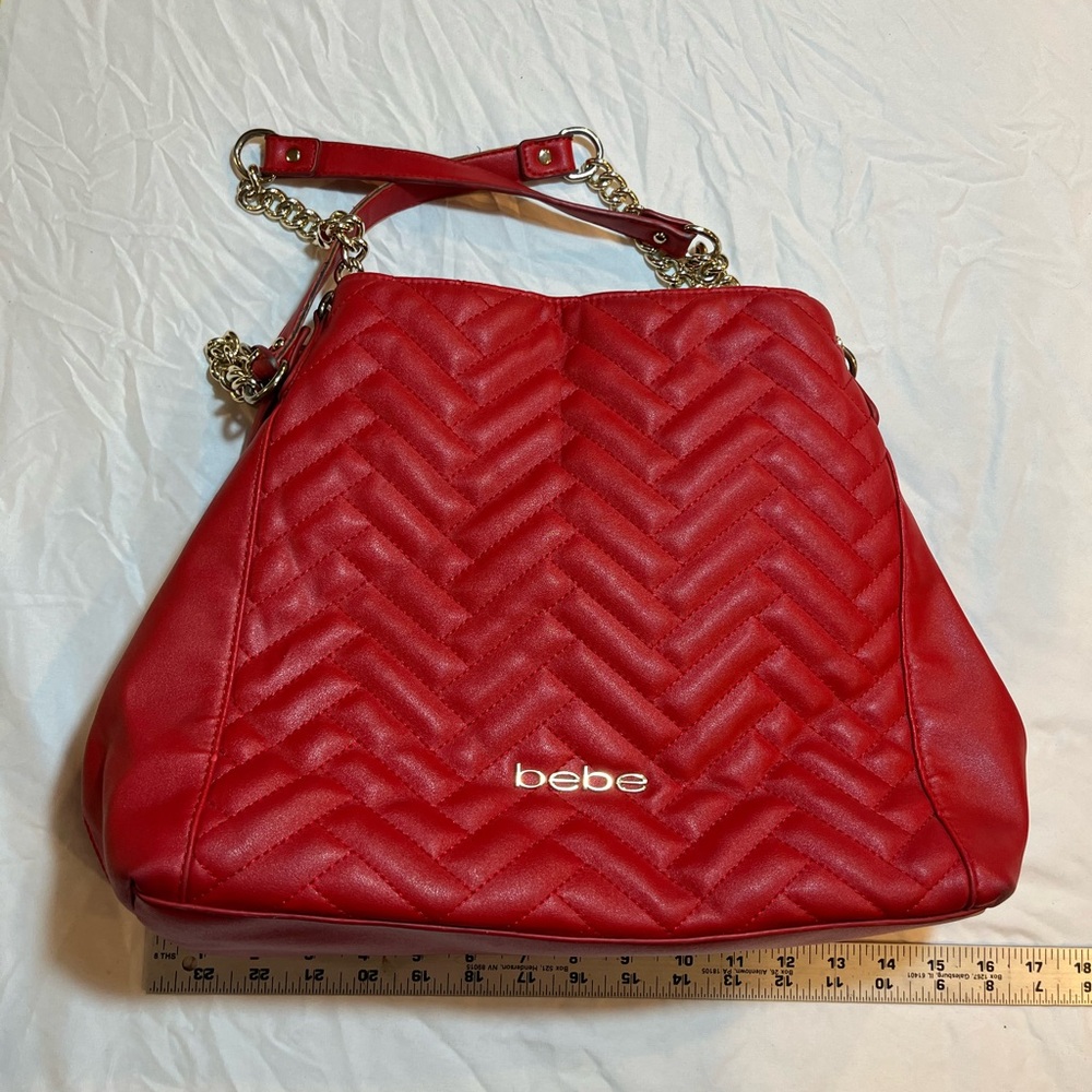 Bebe Red Chevron Shoulder Bag with 3 compartments fair condition